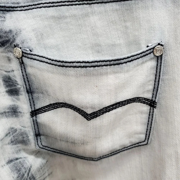 RT Denim The Skinny Jean Woman's Gray Black Tie Dye Acid Print Pants Plus Sz 32 - Picture 9 of 10
